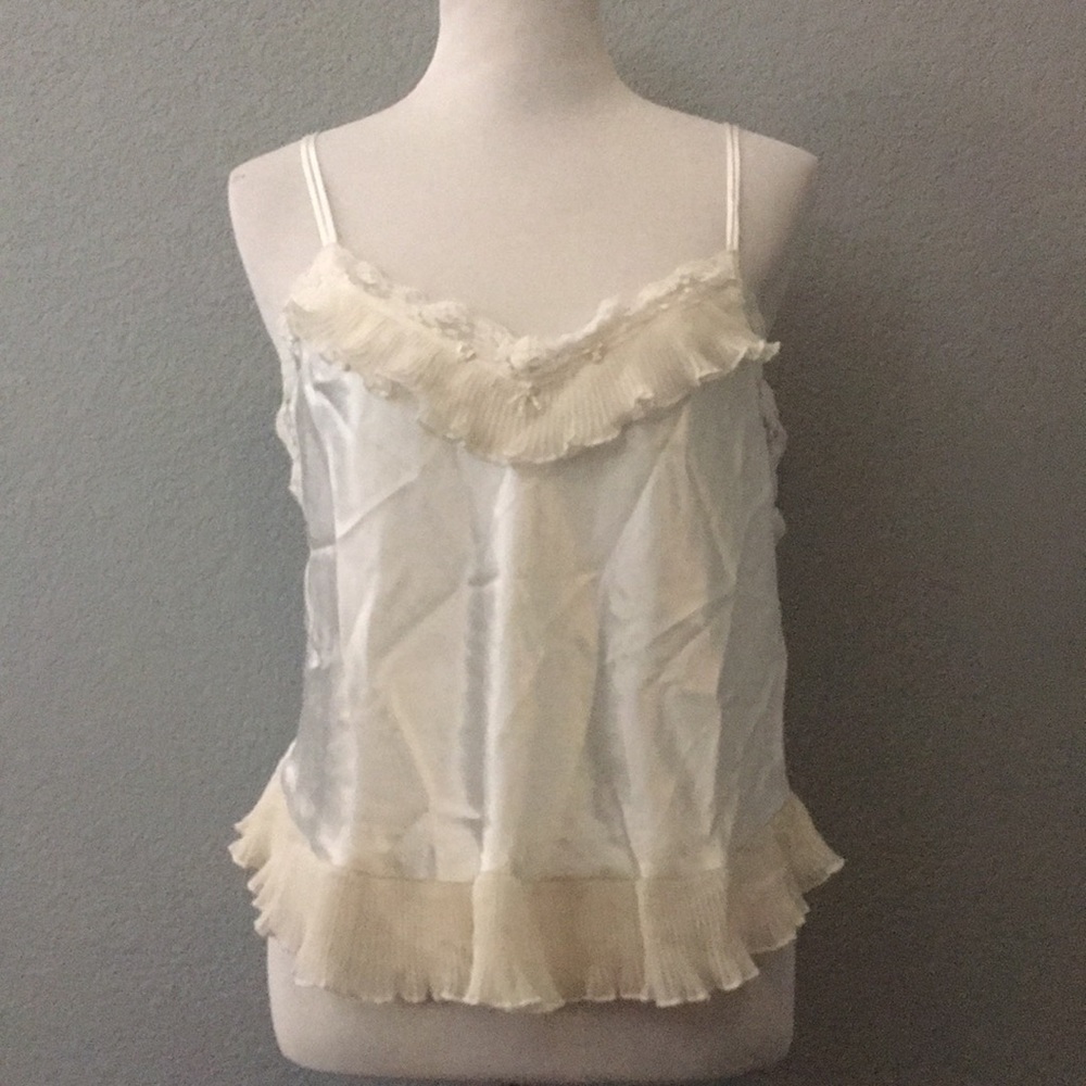 Vintage silky Cream Camisole Cacique L chiffon
